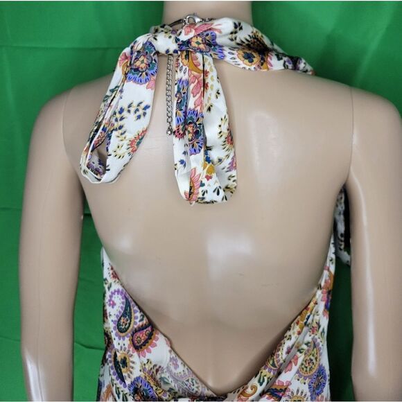 Cantonwalker Women's Cowl Neck Halterneck Slip On Backless Satin Mini Dress. - Picture 5 of 10